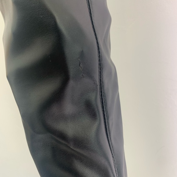 Black Faux Leather Thigh High Stiletto Boots Size 6 - Picture 5 of 14